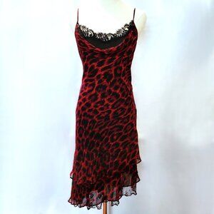 Rare Vintage Betsey Johnson Red/Black Silk Dress - Size 8